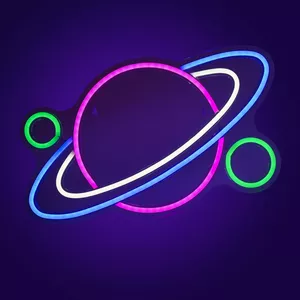 LED neon sign ActiveJet AJE-NEON PLANET multicolour USB 5V, 320×195×20 mm, indoor, surfaced mount