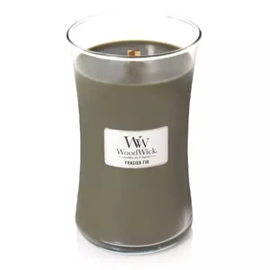 WoodWick Svečs Frasier Fir Apaļš Dzintars Kadiķis Muskuss Ozolkoks 180mm