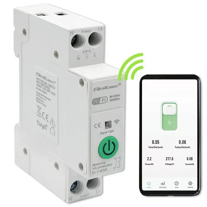 DIN-rail WiFi relay QOLTEC 50881 63A Photo 3