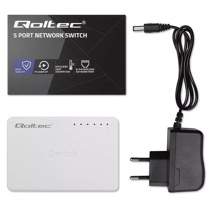 Network switch QOLTEC 52245 5xRJ45 100Mbps Photo 5