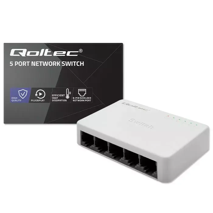 Network switch QOLTEC 52245 5xRJ45 100Mbps Photo 6