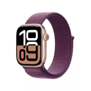 Умные часы Apple Watch Series 10 GPS + Cellular 42mm Корпус из розового золота с текстильным ремешком пурпурного цвета