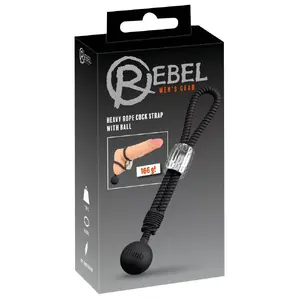 Ремешок для пениса и яичек Rebel 50042250000 — силиконовая петля, металлический скользящий и шаровой груз, вес 166 г, длина петли 21,5 см