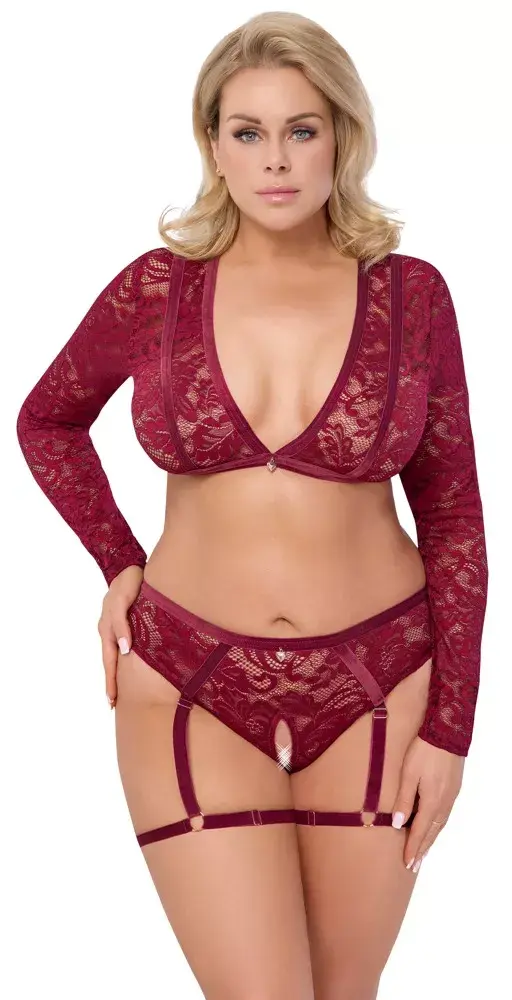 Lingerie set Cottelli Collection Briefs and Top XL Red Photo 3