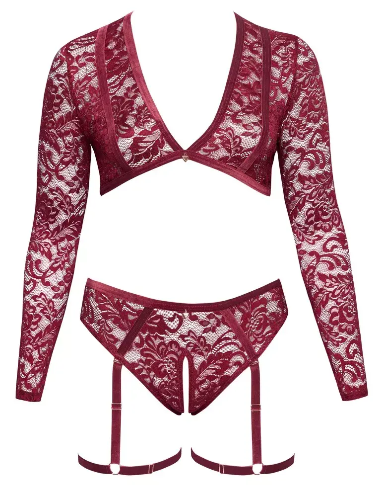 Lingerie set Cottelli Collection 3XL red crop top & briefs Photo 5