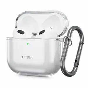 Protective silicone case Tech‑Protect AirPods 4 Transparent — slim soft cover for charging case