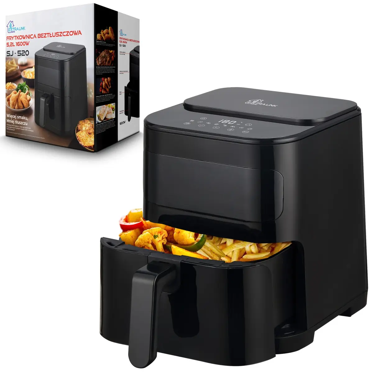 Фритюрница с горячим воздухом Extralink HOME AIR FRYER 5.2L EU SJ-520 Photo 2