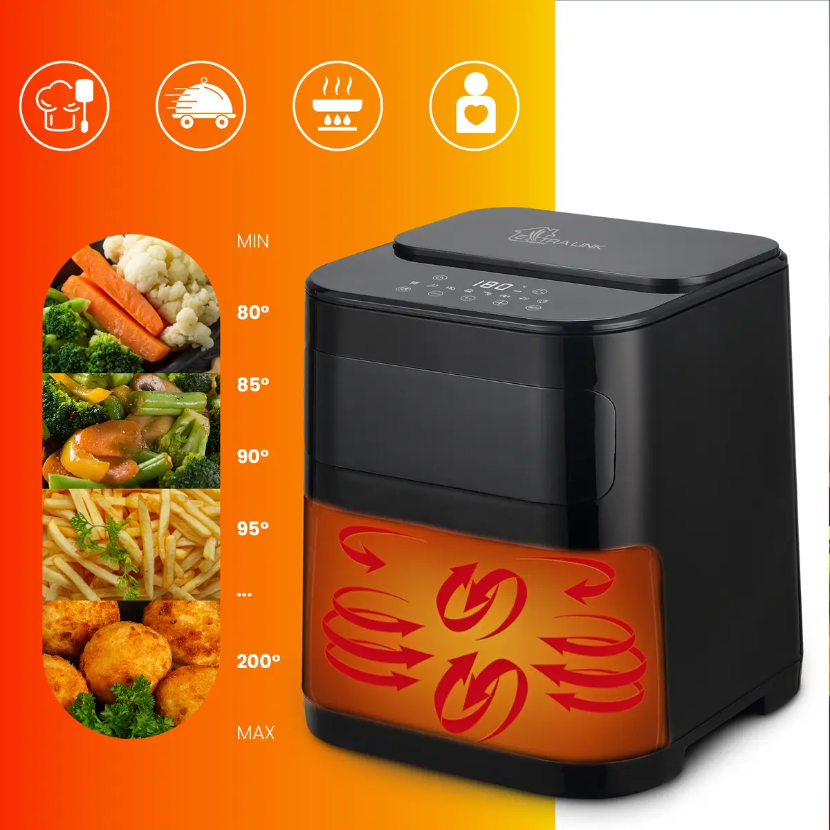 Фритюрница с горячим воздухом Extralink HOME AIR FRYER 5.2L EU SJ-520 Photo 8