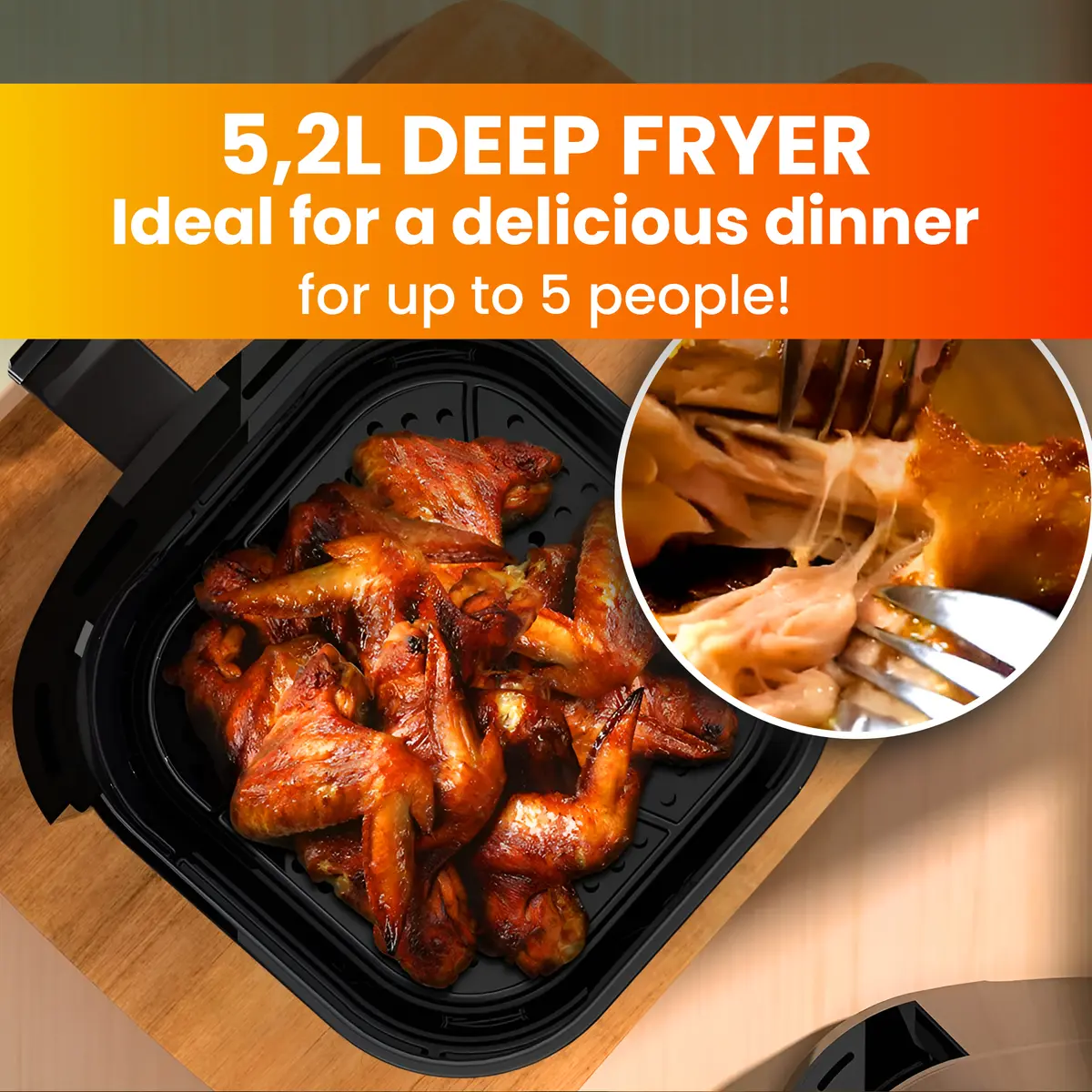 Фритюрница с горячим воздухом Extralink HOME AIR FRYER 5.2L EU SJ-520 Photo 18