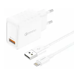 Foneng EU54 Mains Charger USB-A 3A with USB-A to Lightning Cable White