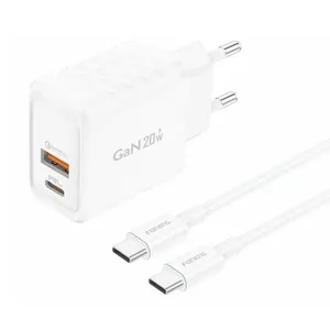 FONENG EU56 Wall Charger 20W with 1xUSB-A and 1xUSB-C Ports and USB-C Cable
