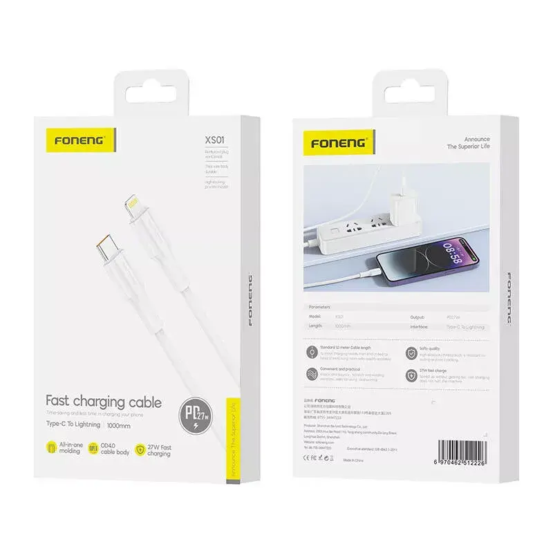Кабель FONENG XS01 USB-C на Lightning 27 Вт Photo 2
