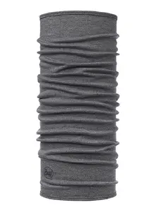 Neck gaiter Buff 113022.933.10.00 — Merino wool grey, 225 × 570 mm, seamless, adult