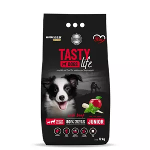 Sausais suņu barība BIOFEED Tasty Life Junior vidējām un lielām šķirnēm, ar liellopu gaļu, 12 kg