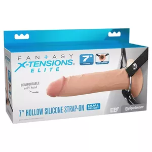 Strap-on harness with Hollow Dual Density silicone sleeve Fantasy X-Tensions Elite — 19.1 cm sleeve, adjustable harness