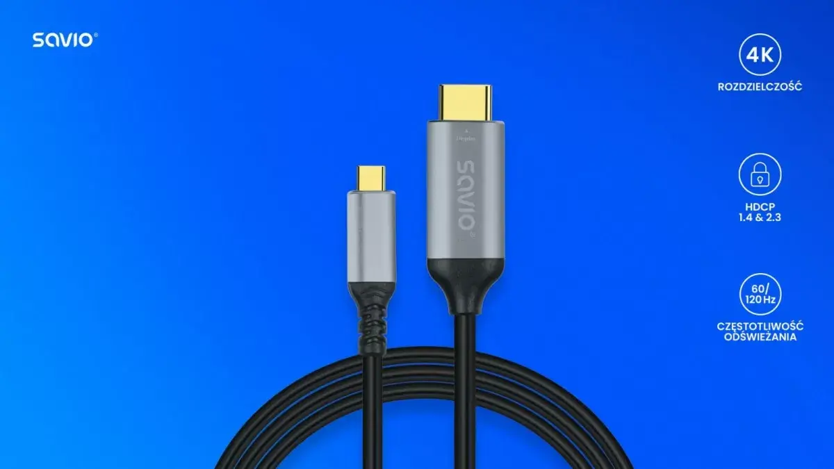 USB-C to HDMI cable SAVIO CL-184 3 m Photo 3