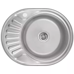 Kitchen sink AB model 9133750, stainless steel satin, right bowl, 570×450×0.8 mm with siphon