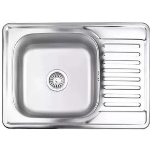Kitchen sink AB model 9133804, double-sided satin stainless steel, 580×480×0.8 mm, includes siphon