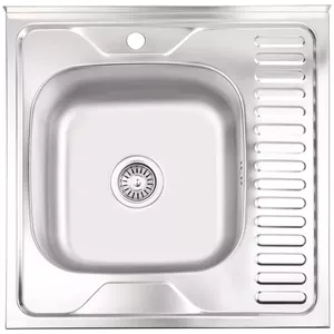 Virtuves izlietne AB 600x600x0.6 mm kreisā virsmas montāža ar sifonu