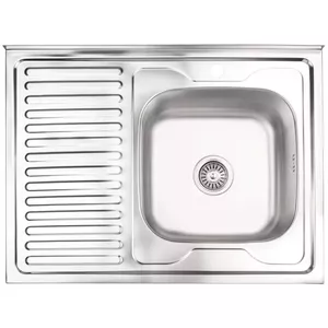 Virtuves izlietne AB 800x600x0.6 mm ar labo virsmu un sifonu