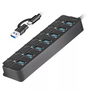 LogiLink USB 3.0 Hub 7-port with switch for each port black UA0420