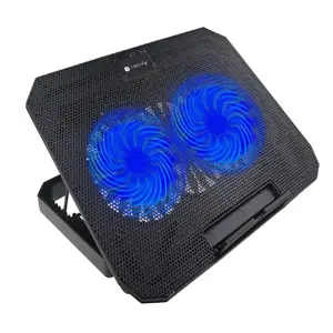 Techly ICOOL-CP11TY Laptop Stand Black with 2 Fans for up to 17-inch Notebooks and USB 2.0 Hub
