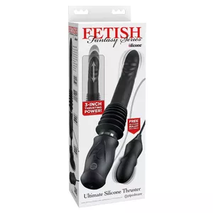 Pipedream velkšanas vibrators Ultimate Silicone Thruster — kopējais garums 36,8 cm, ievadgarums 15,5 cm, vilkmes gājiens 7,6 cm, USB‑C, noņemama piesūce
