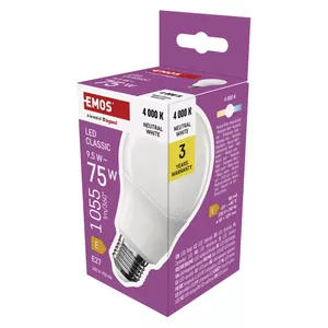 LED spuldze EMOS CLS A60 9.5W 1055 lm E27 neitrāli balta