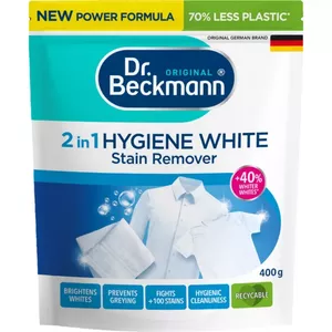 Пятновыводящий порошок dr. beckmann Hygiene White 2in1 400 г – средство для выведения пятен и отбеливания белья