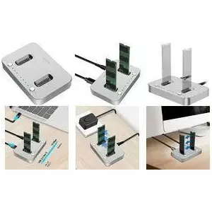 LogiLink USB 3.2 Gen2 Quickport 2-Bay for M.2 NVMe SSD clone-function QP0033