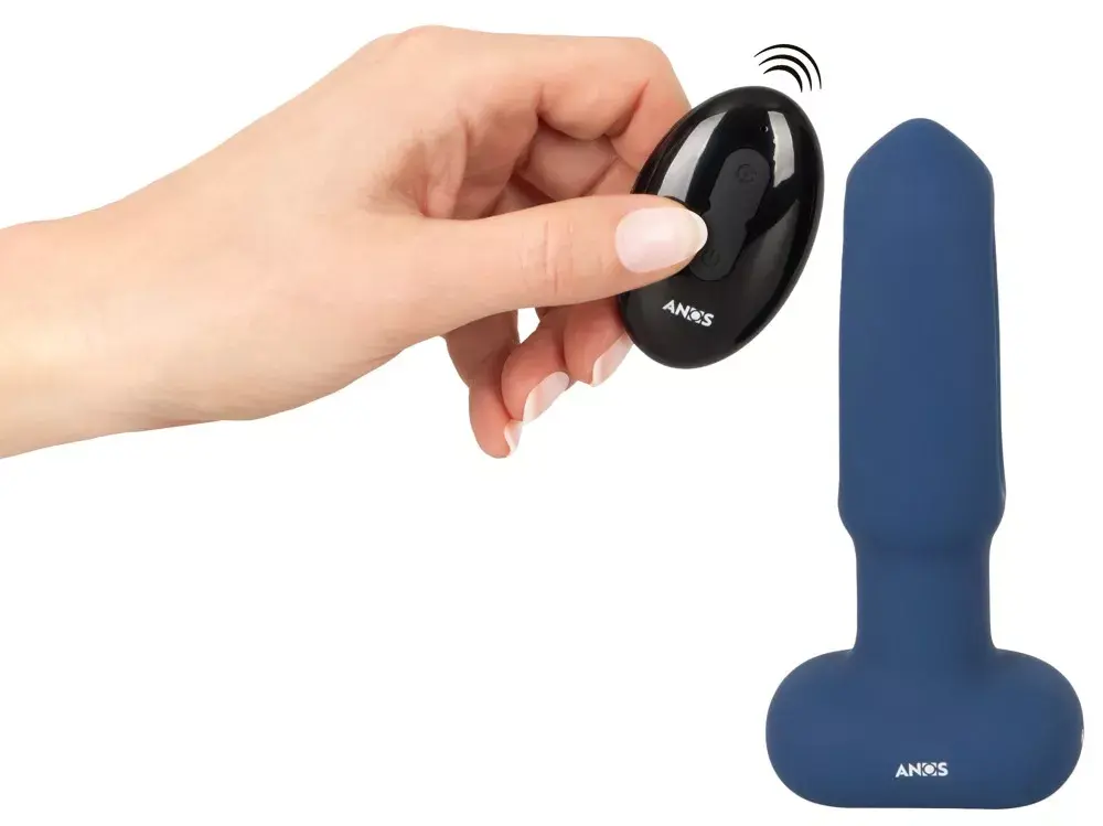Анальный вибратор ANOS Silicone Black — конический плаг Photo 7