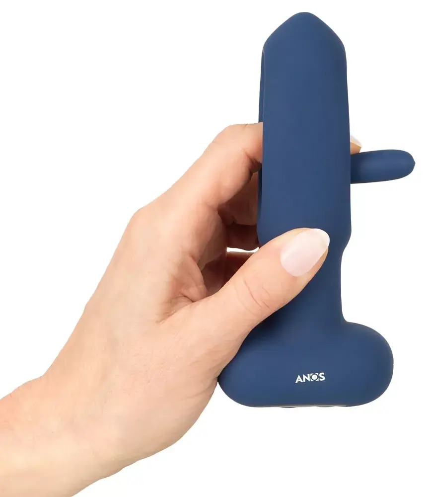 Анальный вибратор ANOS Silicone Black — конический плаг Photo 8
