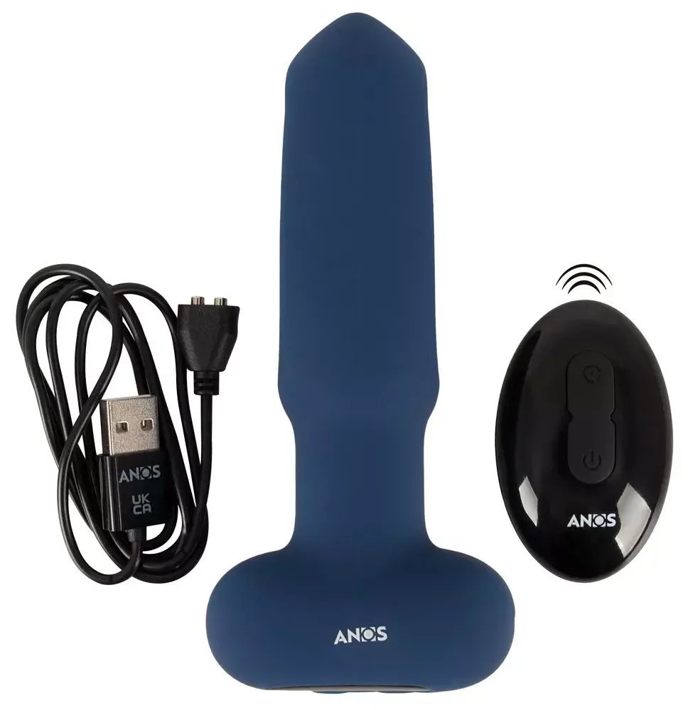 Анальный вибратор ANOS Silicone Black — конический плаг Photo 11