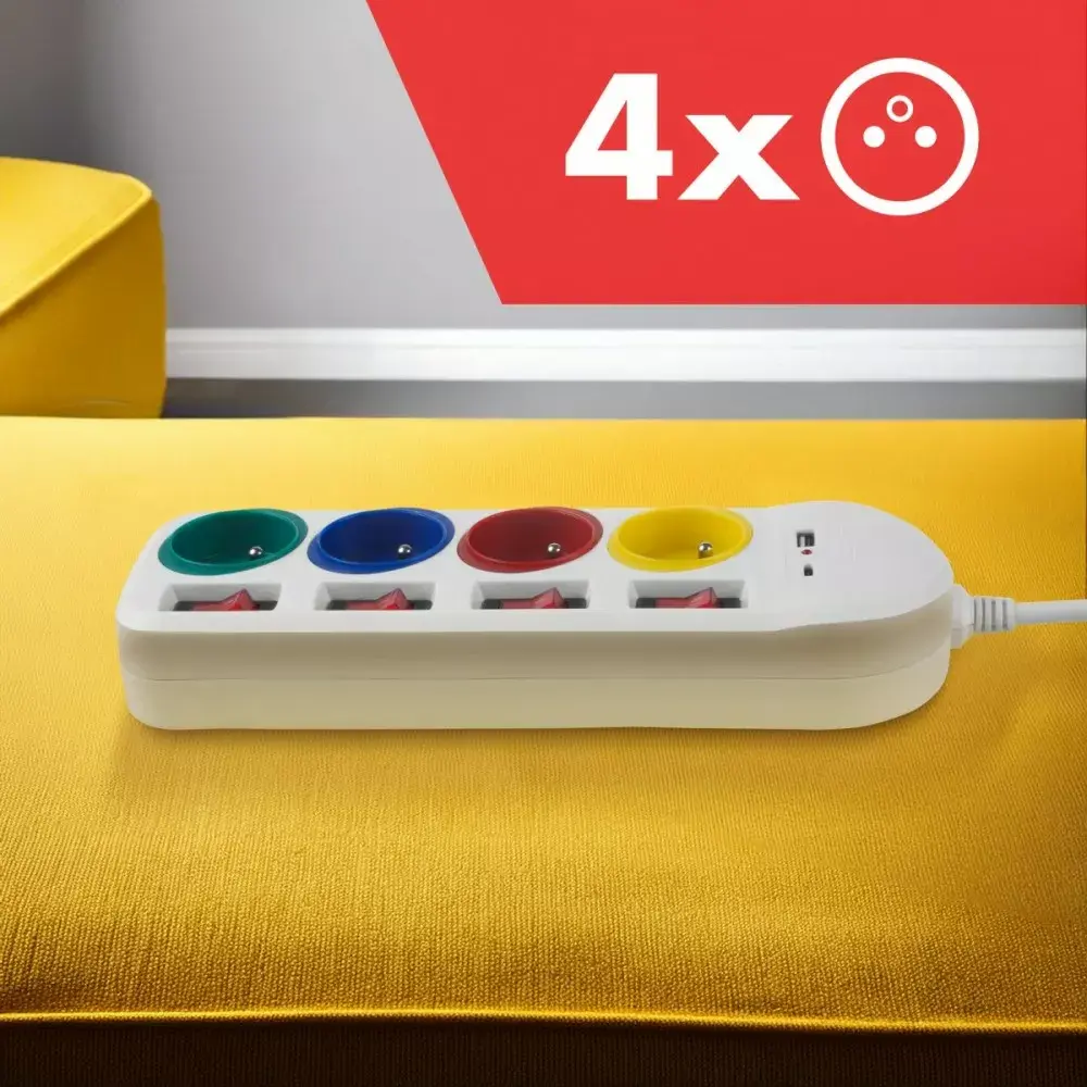 Strāvas pagarinātājs MACLEAN MCE508 4 kontaktligzdas 1,5 m ar USB Photo 4