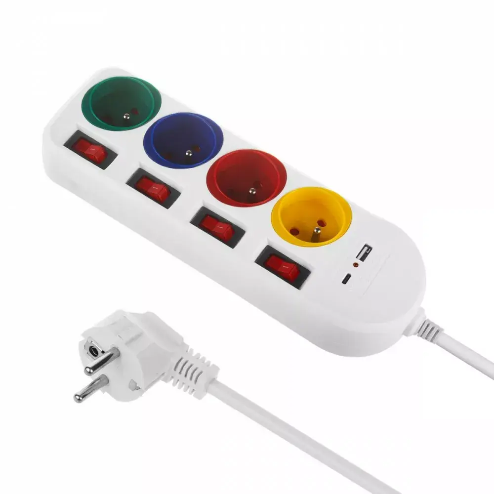 Strāvas pagarinātājs MACLEAN MCE508 4 kontaktligzdas 1,5 m ar USB Photo 10