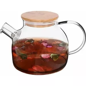 Glass jug with strainer 1 L, Excellent Houseware — for water, tea and herbs, with handle and lid