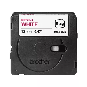 Marķēšanas lente Brother BTAG-232 Sarkana uz baltas 1.2 cm 4 m