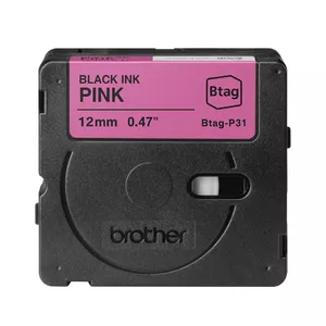 Marķēšanas lente Brother BTAG-P31 Melna uz rozā 1.2 cm 4 m