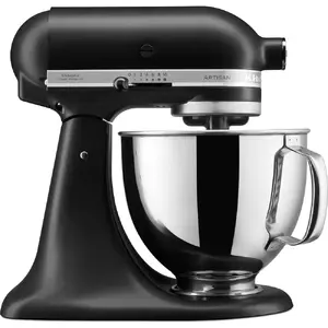 KitchenAid 5KSM125EBM Virtuves Kombains 300 W 4.7 L Matēti Melns ar 10 Ātrumiem Nerūsējošā Tērauda Bļodu un Mīcīšanas Funkciju