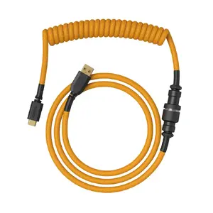 Spirālveida USB kabelis GLORIOUS GMMK Glorious Gold priekš mehāniskajām tastatūrām, noņemams, USB-A uz USB-C