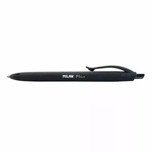Clip-on retractable ballpoint pen Milan P1 Black, medium tip, pack of 25
