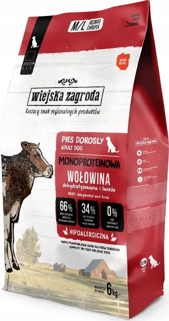 Sausa barība suņiem wiejskazagroda Monoprotein Beef