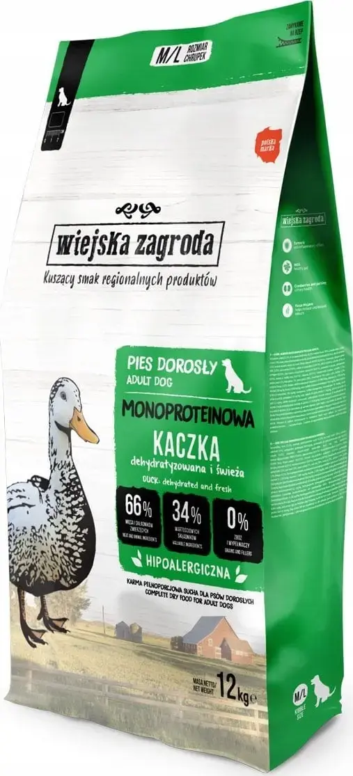 Sausais suņu barības wiejskazagroda Monoprotein Duck