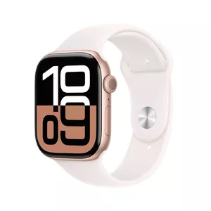 Viedpulkstenis Apple Watch Series 10 GPS + Cellular 46mm Rozā zelta alumīnija korpuss Gaiši rozā sporta siksna M/L