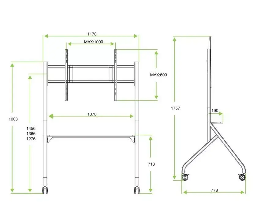 TV mobile holder TECHLY 367775 for 56–100" TVs Photo 4