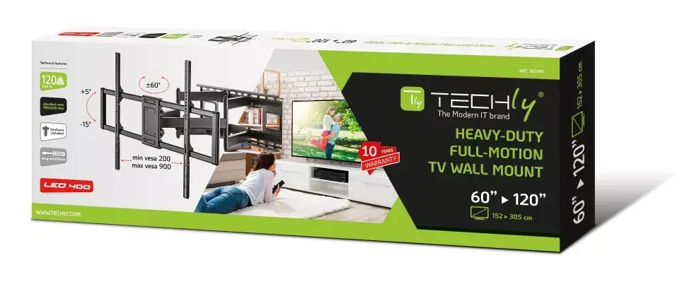 Techly Slim sienas stiprinājums 60-120" LCD LED televizoram melns Photo 2