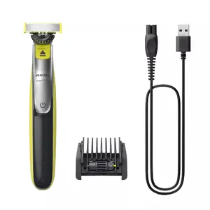 Philips OneBlade 360 QP2734/23 Сетчатая бритва с 360-лезвием, литий-ионным аккумулятором, автономностью 60 минут, регулируемой насадкой 5-в-1, серая и лайм