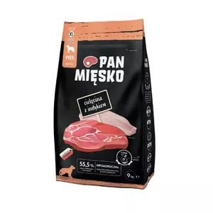 Сухой корм для собак pan miĘsko Veal с индейкой XL 9 кг — для взрослых крупных пород 30% белка, 20% жира