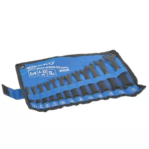 Combination wrench set GEKO G11260, elliptical heads, sizes 6–22 mm, 12 pieces