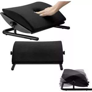 Footrest Mozos FS3 black — adjustable desk foot support, compact design